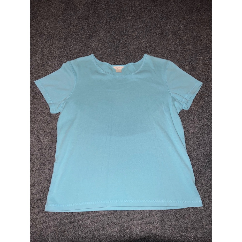 Christopher & Banks Womens Light Blue Short Sleeve Ribbed T-Shirt Small